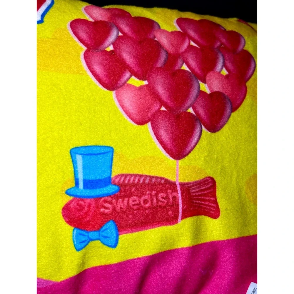 Iscream Swedish Fish Hearts Plush Pillow Yellow Pink Candy Bag with 4 Hearts